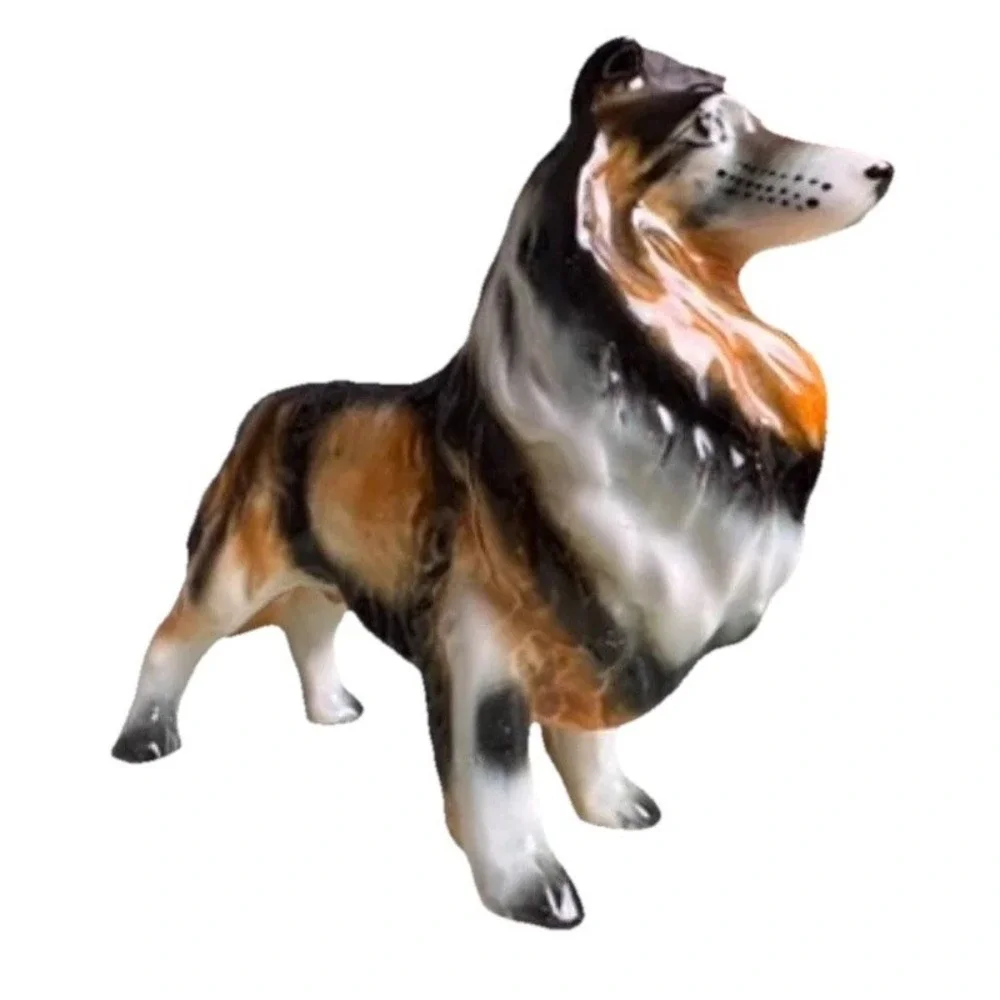 Licensed Tricolor Sheltie Sheepdog Glossy Standing Pride Pose Porcelain Figurine